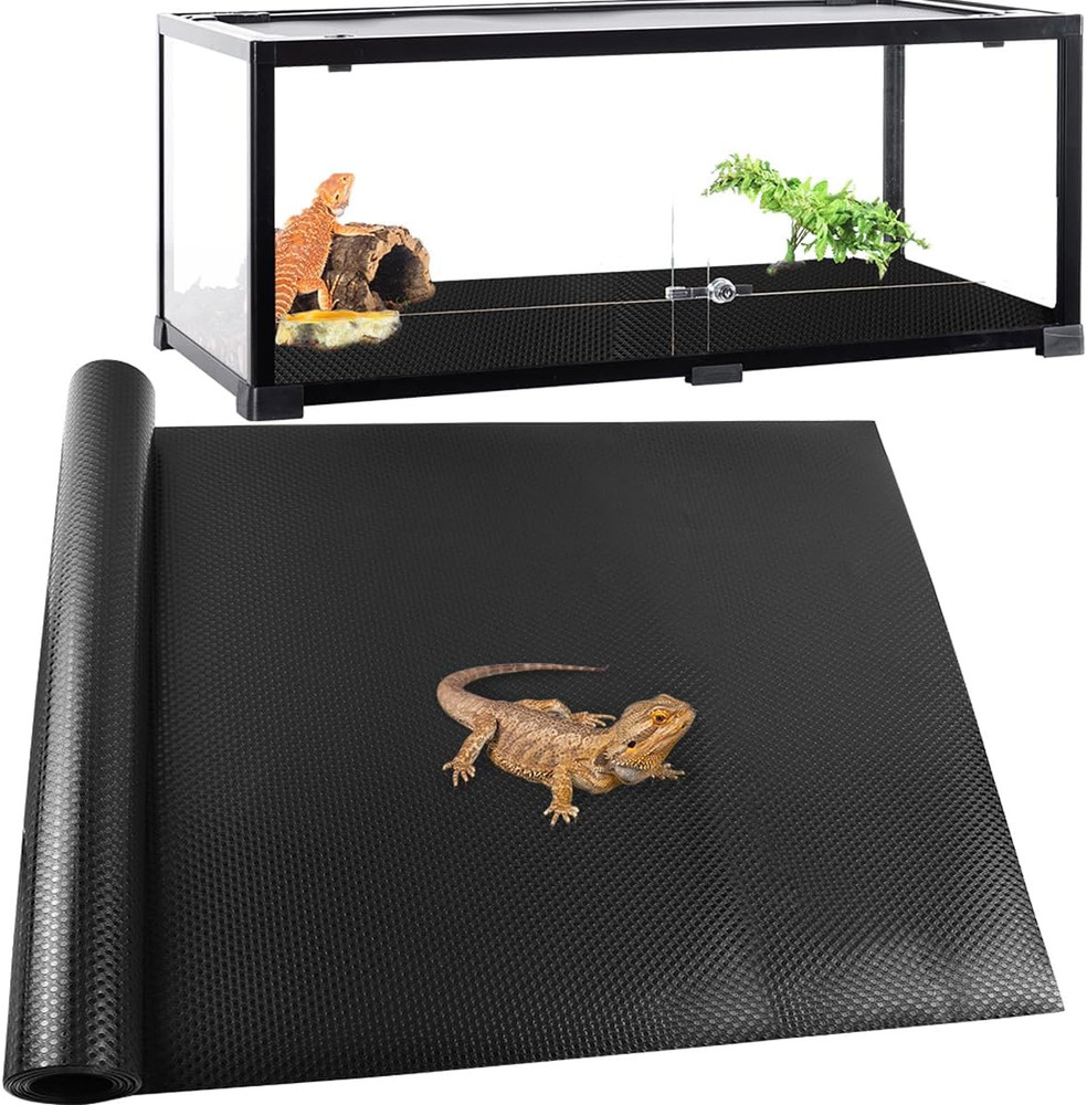 24 × 118″ Large Reptile Carpet,Bearded Dragon Tank Accessories,Reptile Mat, Leop