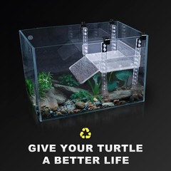 Adjustable Turtle Basking Platform With Slip-Resistant Ramp Acrylic Transparent