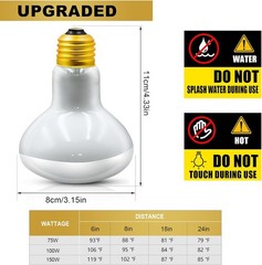 100W Reptile Heat Lamp Bulb Full Spectrum UVA UVB Sun Light for Reptile