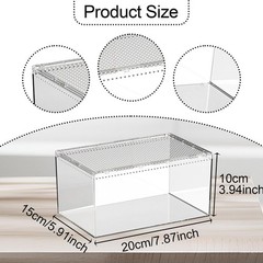 Reptile Feeding Box Clear Animal Habitat Cage for Geckos Snake Hatching Case