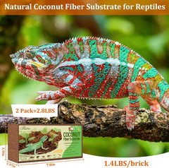 2 Pack Natural Coconut Fiber Substrate for Reptile- Premium Compressed Coconut H