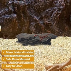 Leopard Gecko Hide, 10″ Reptile Hideout, Resin Simulated Hollow Log for Aquarium
