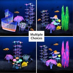 Glowing Fish Tank Decorations Plants, 4 pcs Glow Aquarium Decoration Plants K…