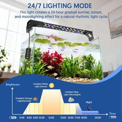 LED Aquarium Light – 16W Fish Tank Light with 24/7 Natural Light Mode – 10″-16″