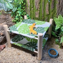 Bearded Dragon Bed Double-Layer Wood Reptile Lizard Lounger Sleeping Hammock …