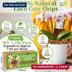 Riare Organic Coco Coir Chips for Plants Coconut Husk Substrate 2Pcs, 2.2lb | Lo