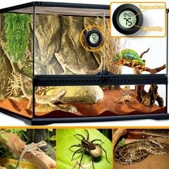 Reptile Tank Accessories, 2 PCS Thermometer and Humidity Black Round