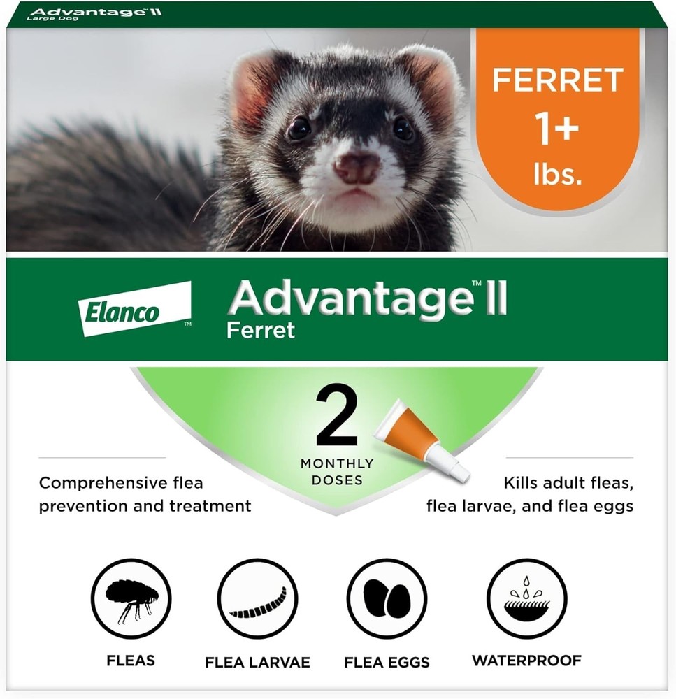 Ferret Flea Treatment Topical Prevention 1+ lbs 2 Month Supply Water-Resistant