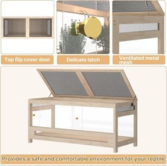 80 Gallon 4x2x2 Reptile Enclosure, Large Reptile Tank with Mesh Lid, Bearded …
