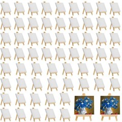 32 Pack, 4 x 4 Inch Mini Canvases with Easel Sets for Painting Small Art Stre…