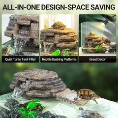 Turtle Tank Filter W/ Basking Platform 3-in-1 Decor Quiet Efficient Waterfall US