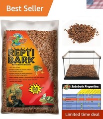 Authentic Fir Bark Bedding for Reptile Terrariums, 8 Quarts – Durable & Safe