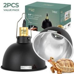 2 Pack Reptile Light Fixture, 8.5in Deep Dome Reptile Heat Lamp Fixture with …