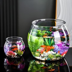 2Pcs Plastic Fish Bowls, 135oz Round Tank 1 Gallon Clear