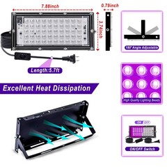 Akpgf 4 Pack 50W Black Light, LED Blacklight Flood 4Pack, 4 PACK