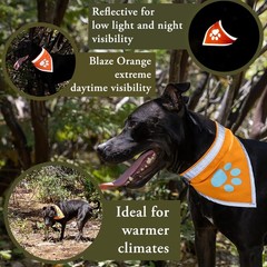 Blaze Orange Dog Bandana Reflective Collar High Visibility Pet Scarf Walking