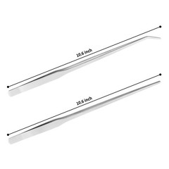 Fri4Free 2PCS Long Aquarium Tweezers – 10.6″ Straight and Curved Sliver