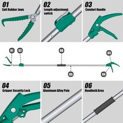 78″ Extendable Snake Grabber Reptile Tongs Rattle Snake Catcher Wide Jaw Hand…