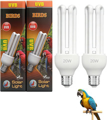 2 Pack E26 UVA UVB Light Bulb for Birds 2.4 UVB 20W Compact Flourescent Lamp for