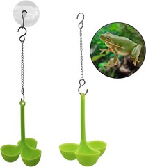 3-Pod Frog Habitat Hammock – Soft Silicone Resting Spots W/ Suction Cup & Chain