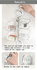 4-Layer Rotating Transparent Suction Cups Wall Mounted Organizer for Small It…