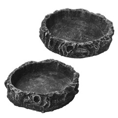 Reptile Water Food Bowl Feeding Dish Leopard Gecko Lizard Spider Round 2 PCS