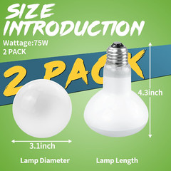 Reptile Heat Lamp – 100W (2Nd Gen) Heat Lamp Bulbs for Reptiles 2 Pack, Amphibia