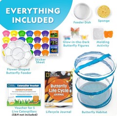 National Geographic Ultimate Butterfly Growing Kit Habitat for 5 Caterpillars