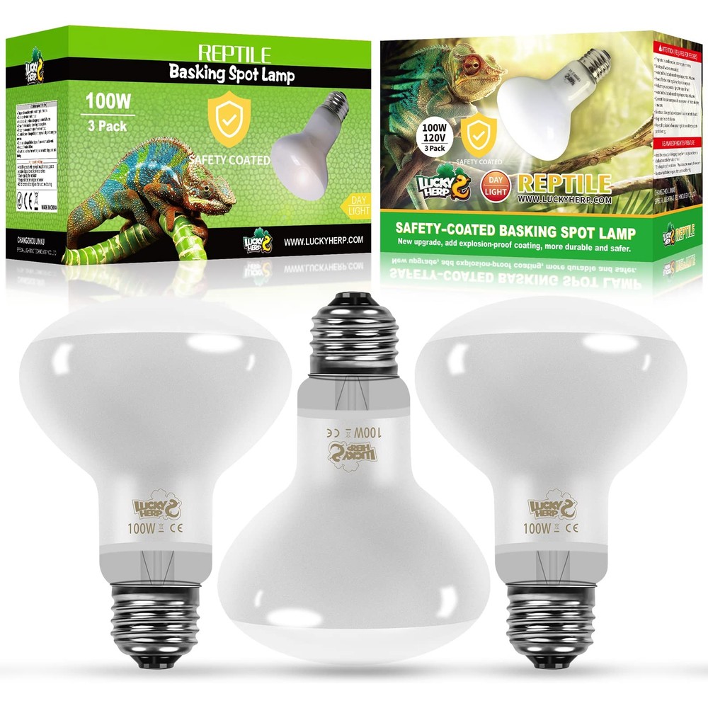 New Upgrade 3 Pack 100W Reptile Heat Lamp Bulb (3nd Gen, Safer), Amphibian UV…
