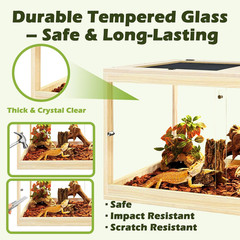 Reptile Tank, 65 Gallon Beard Dragon Tank, Tempered Glass Reptile Encloure and S