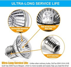 Reptile Heat Lamp Turtle Heating Light 4PCS 50W UVA UVB Heat Bulb Simulated S…