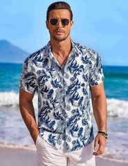 Coofandy Men’s Floral Hawaiian Short Sleeve Button Down Shirt