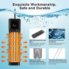 AQQA Aquarium Heater,300W 500W 800W 1000W 1200W Fish Tank Heater,59℉-93