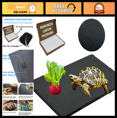 2 Pack Reptile Basking Platform Slate Rocks 11.8″ x 6″ + 4″ for Bearded Dragon,