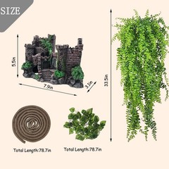 PINVNBY Reptile Resin Castle Decoration,Bearded Dragon Habitat Accessories Cr…