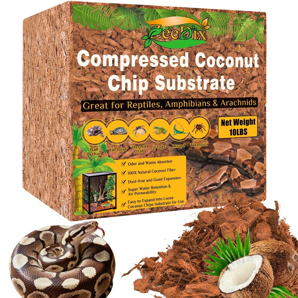 10LBS Coconut Husk Chip Substrate for Reptiles, 72QT Compressed Organic Coco …