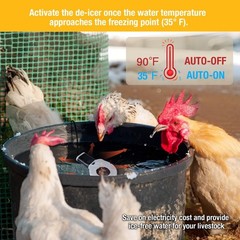 150W Chicken Water Heater, Submersible Bucket Heater Deicer for 5 Gallon, Hea…