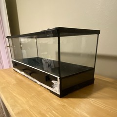 Glass Reptile Terrarium Tank w/ Mesh Screen Top Lid & Access Door, Black