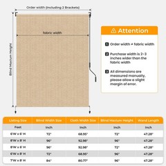 HOMEDEMO Outdoor Roller Shades for Patio, 8’W x 8′ H Roll up Shade for Outsid…