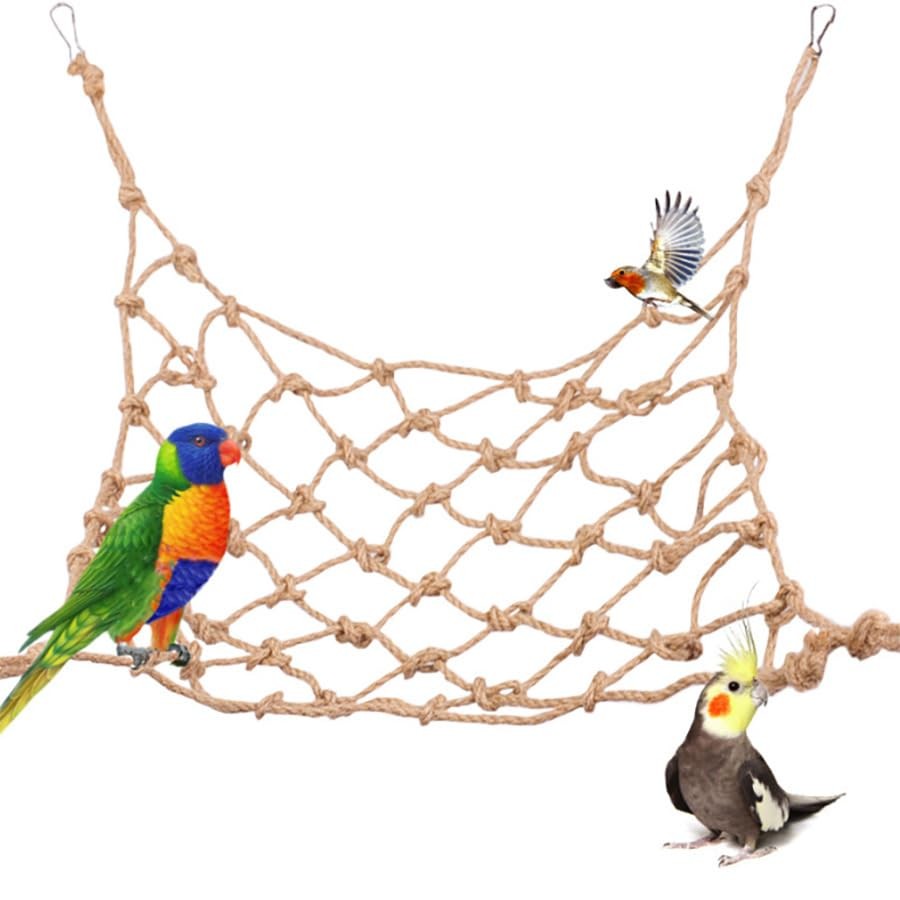 Parrot Climbing Rope Net – Multi-Size Colorful Bird Hammock, Ladder & Chew wi…