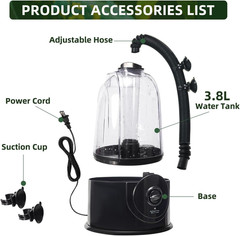 3.8L Reptile Fogger Mister, Quiet Reptile Humidifier for Reptiles Tank, Terrariu