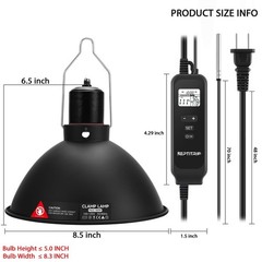 REPTITRIP 8.5 Inch Reptile Heat Lamp Fixture with PID Thermostat & 150W Ceram…