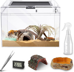 Reptile Polycarbonate Terrarium Kit 5 Piece Starter Habitat for Tarantula,Lizard
