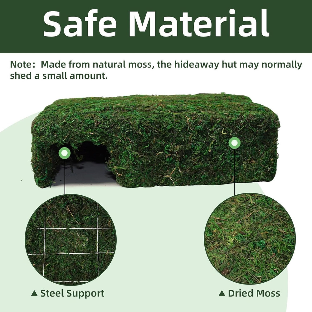 Mossy Cave Hide Reptiles Lizard Moss Hideout Safe Shelter Snake Hut Themed Ideal