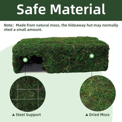 Mossy Cave Hide Reptiles Lizard Moss Hideout Safe Shelter Snake Hut Themed Ideal