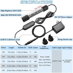 FEDOUR 7in Submersible Aquarium LED Light, 24/7 Mode Aquarium Lights with Ful…