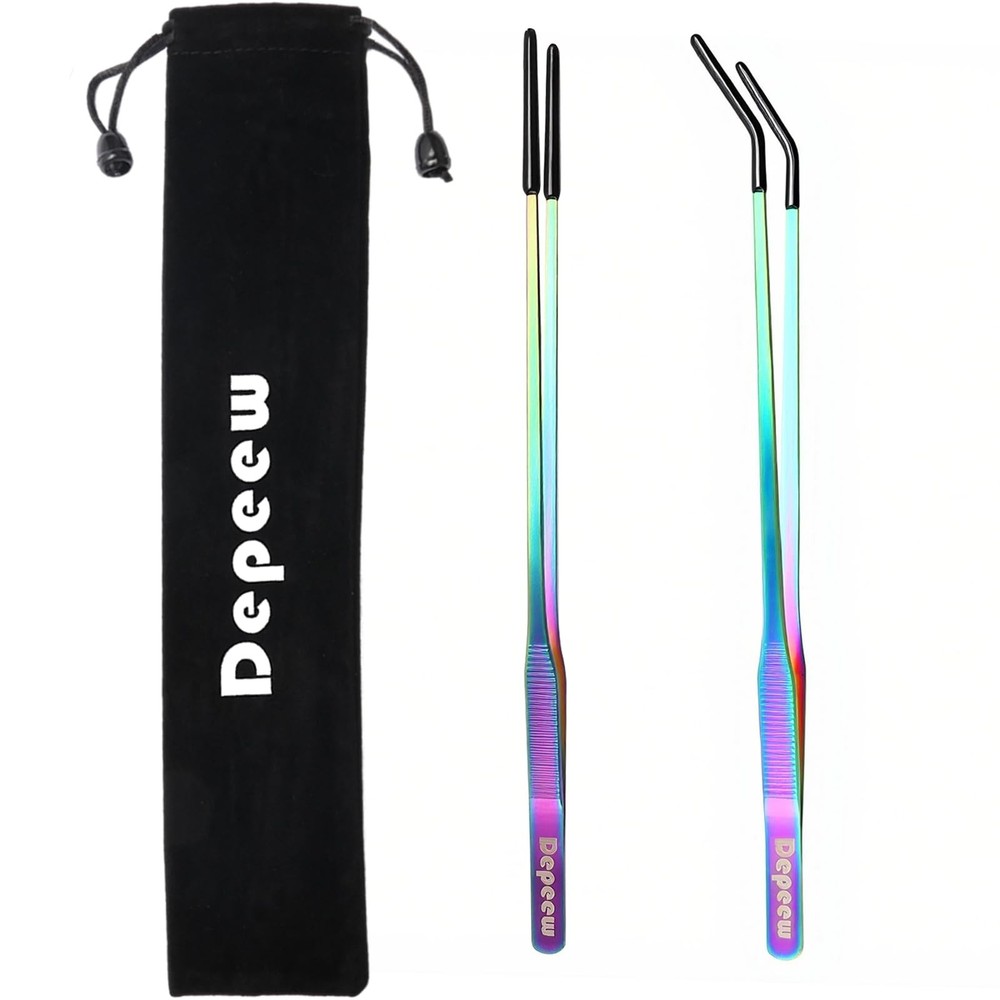 Reptile Feeding Tongs, Stainless Steel Reptile Tweezers Set, 10.6″ Straight &…