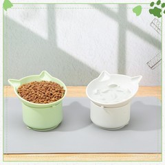 2 Pack Slow Feeder Cat Bowls Silicone Tilted Raised Pet Bowl with Non Slip Ba…