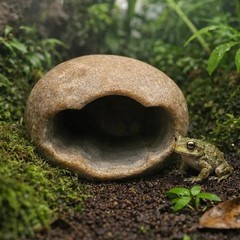 Hide Cave for Mini Frogs, Natural Stone Frog Hide, Terrarium Cave Shelter, Small