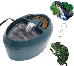 Reptile Waterfall Fountain & Feeder – Automatic Water Dispenser, Food Trough for